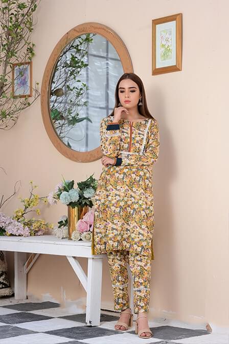 Printed Lawn Suit Kurti Lace Design Shirt Printed Lawn Shirt With