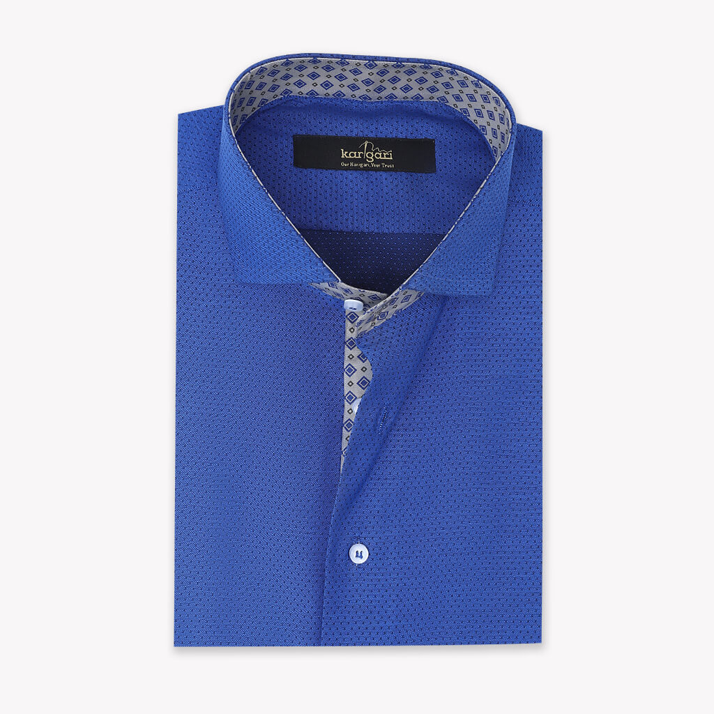 Light Navy Blue Shirt with Micro Dots