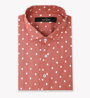 Peach Breeze Casual Shirt with Dotted Print