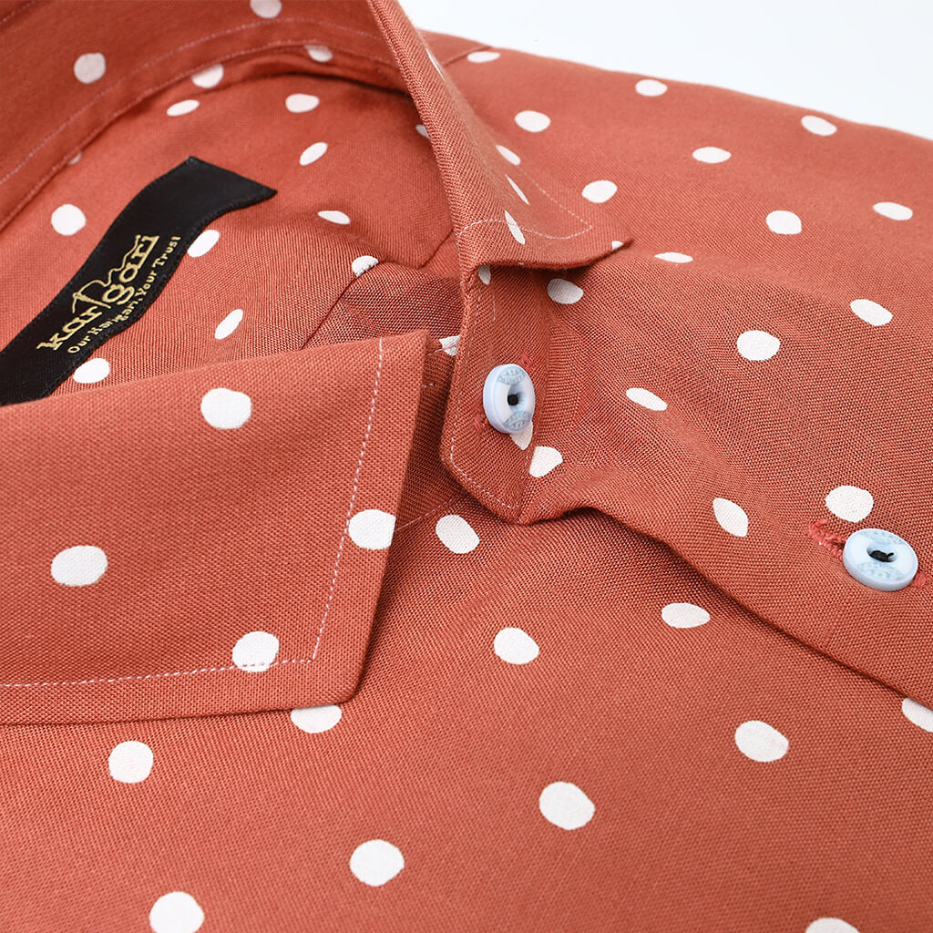 Peach Breeze Casual Shirt with Dotted Print
