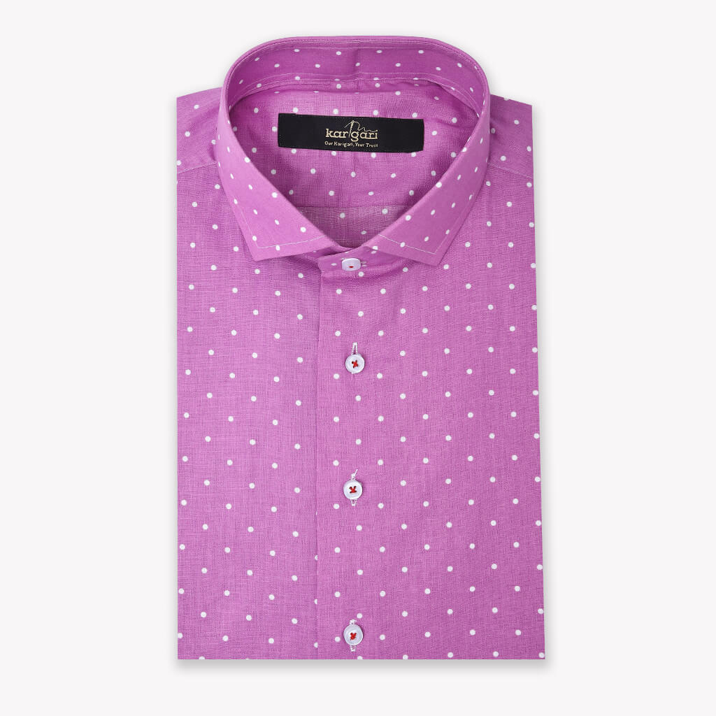 Pale Magenta Shirt with White Micro Dots