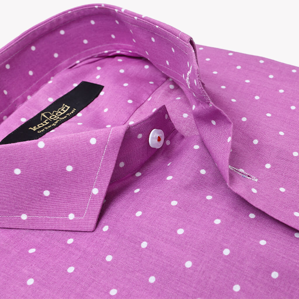 Pale Magenta Shirt with White Micro Dots