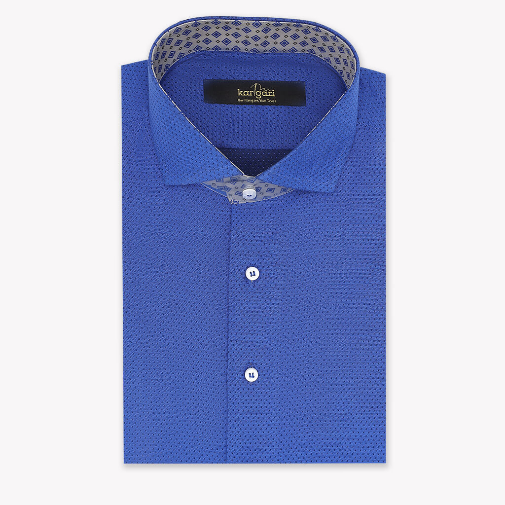 Light Navy Blue Shirt with Micro Dots