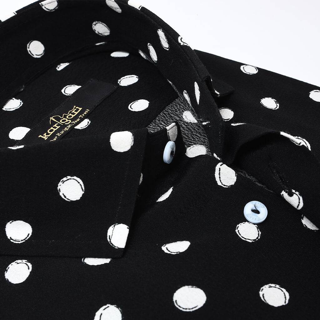 Men’s Black Shirt with Polka Dot Print