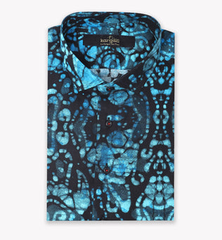 Printed Black Shirt with Blue Print