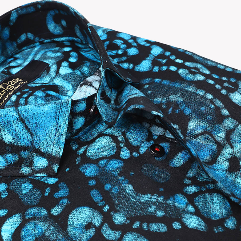 Printed Black Shirt with Blue Print