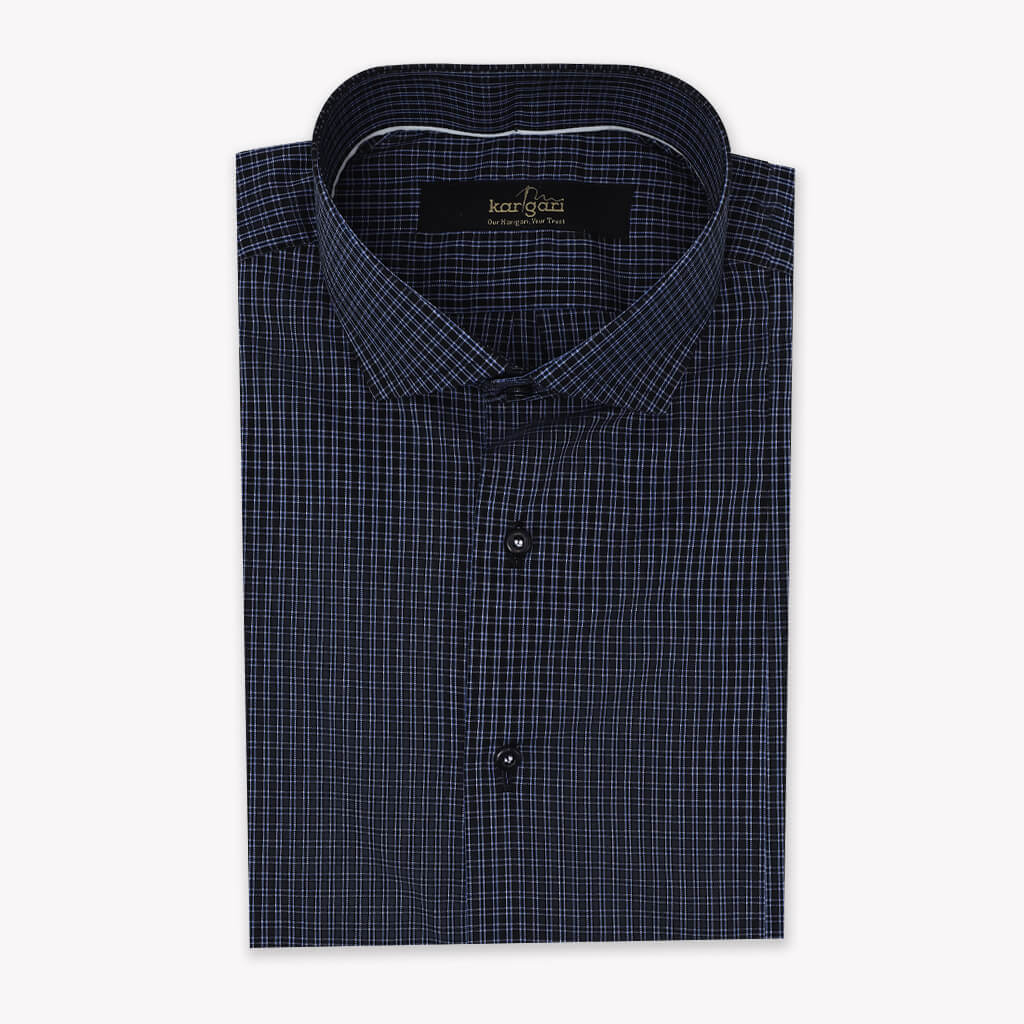 Black Shirt with Micro Blue