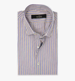 White Shirt with Light Purple and Sand Lines