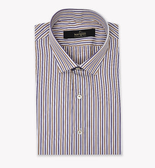 White Shirt with Light Purple and Sand Lines