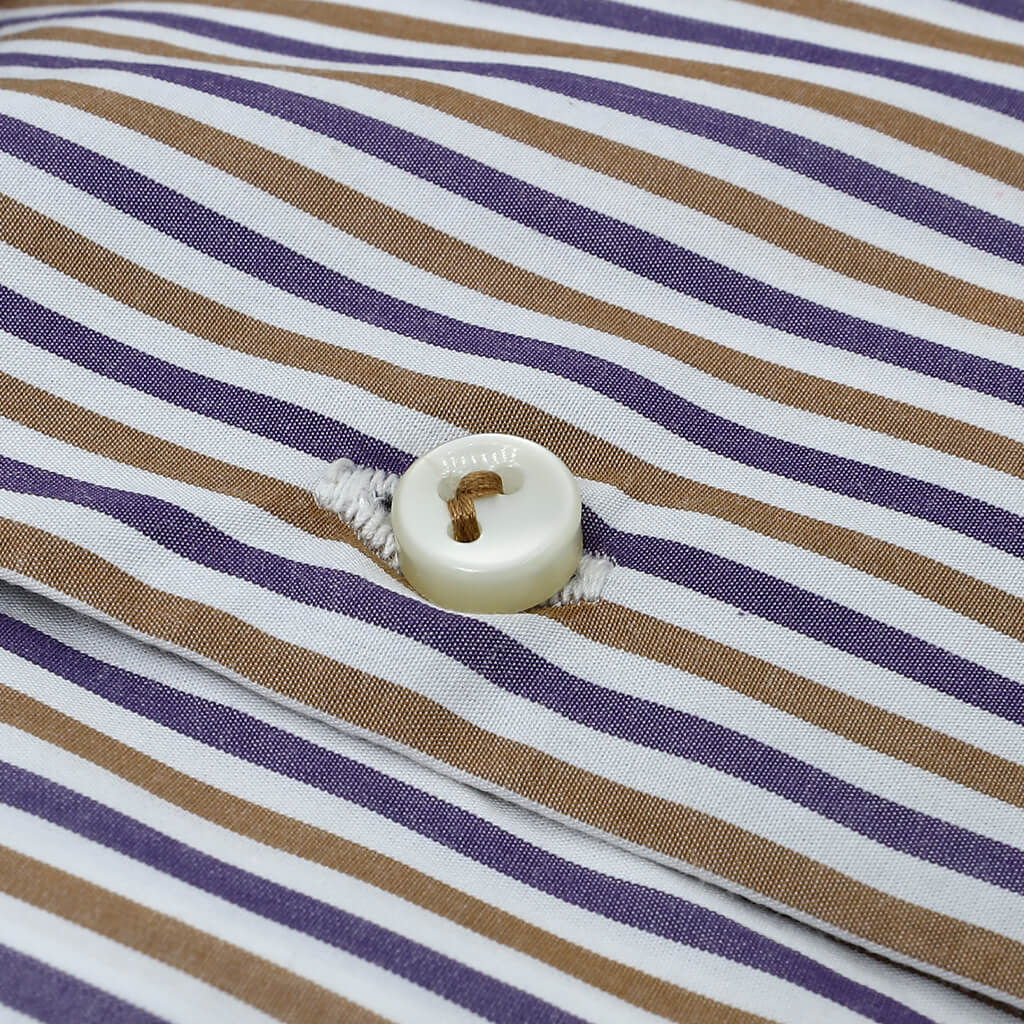 White Shirt with Light Purple and Sand Lines