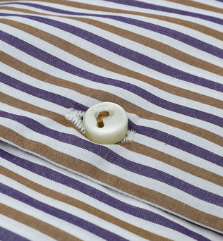 White Shirt with Light Purple and Sand Lines