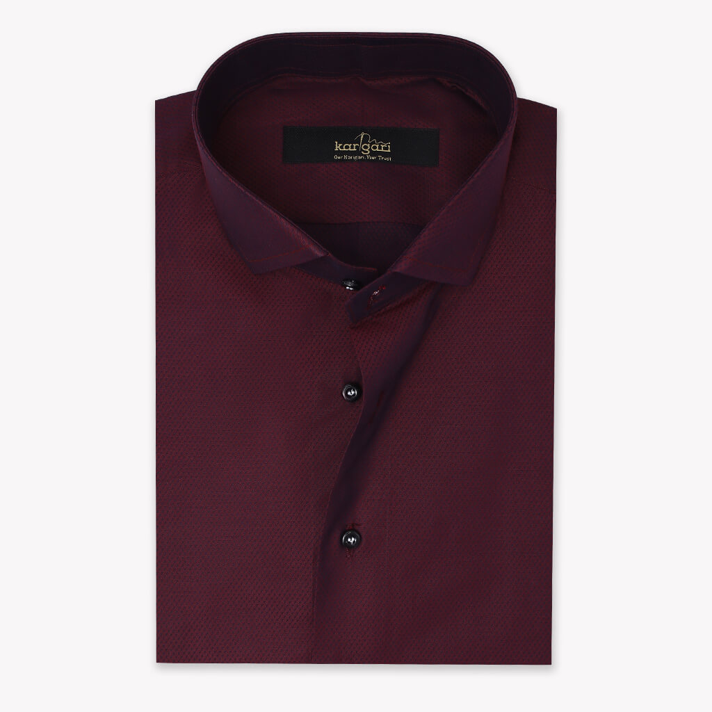 Maroon Shirt with Micro Dots