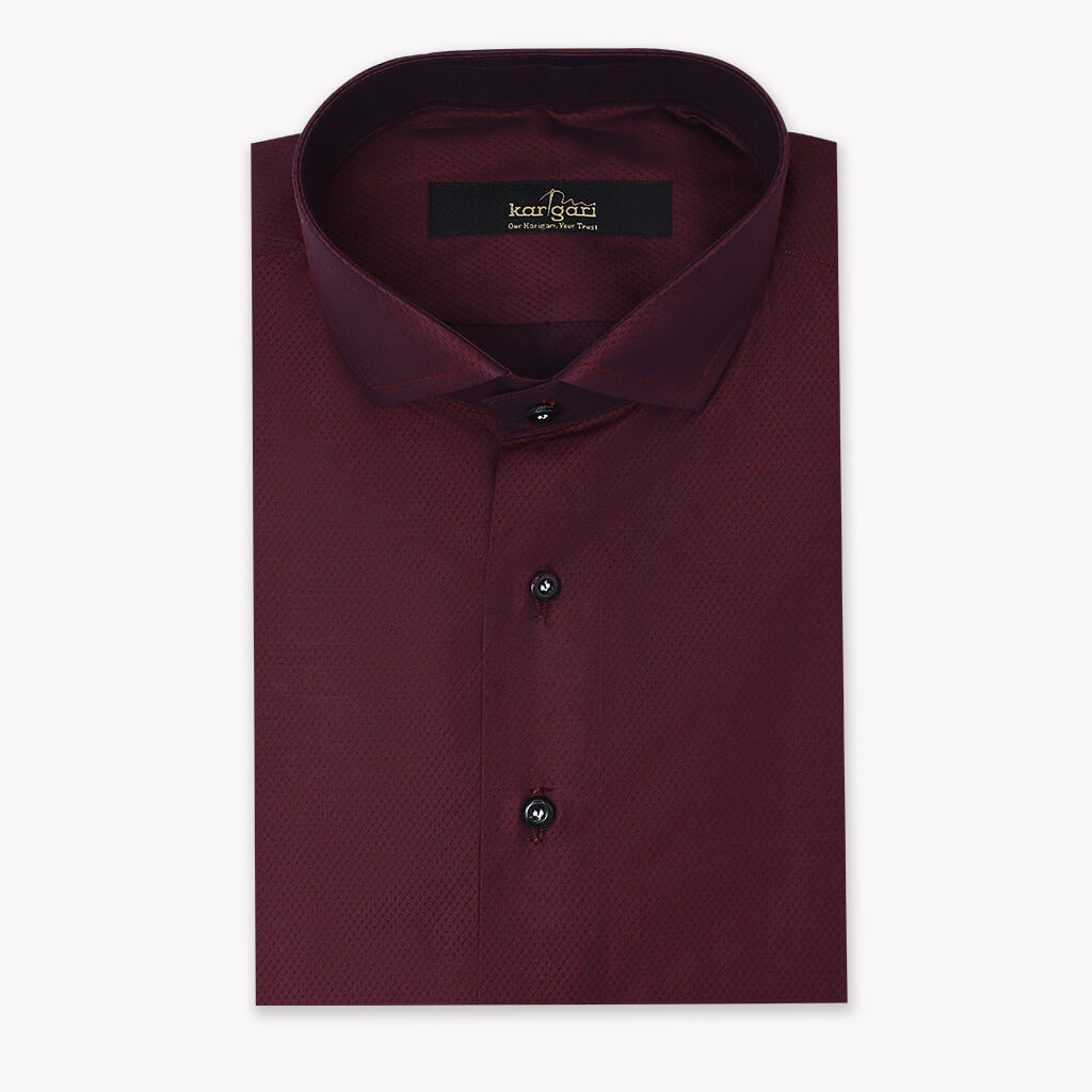 Maroon Shirt with Micro Dots