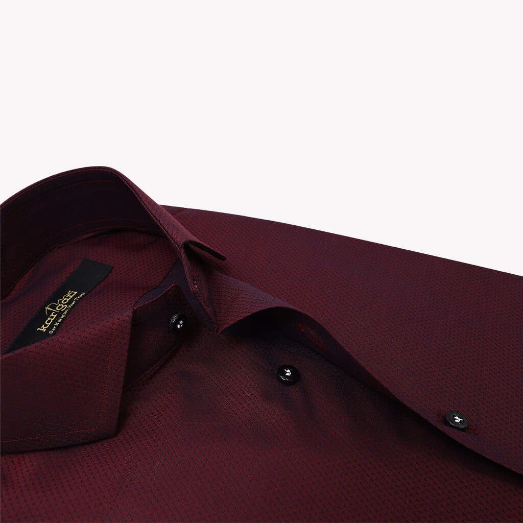 Maroon Shirt with Micro Dots