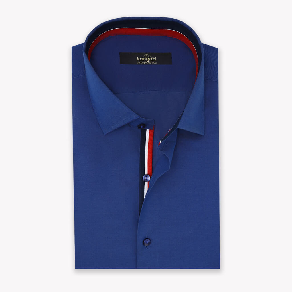 Formal Wear Plain Light Navy Blue Shirt