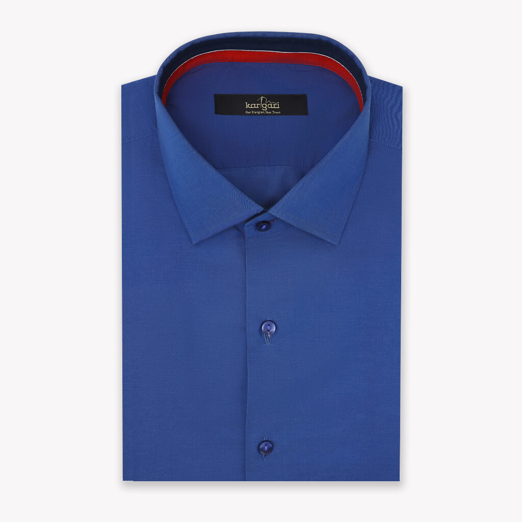 Formal Wear Plain Light Navy Blue Shirt