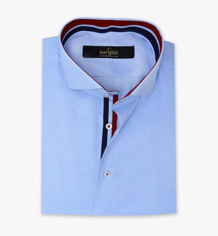 Sky Blue Dotted Slim Fit Shirt