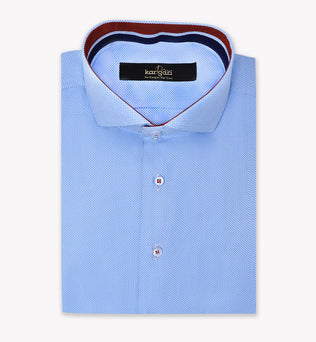 Sky Blue Dotted Slim Fit Shirt