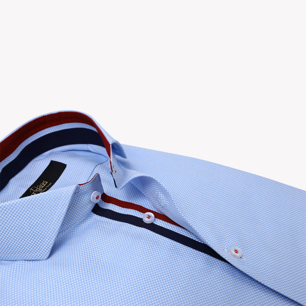 Sky Blue Dotted Slim Fit Shirt