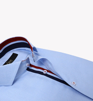 Sky Blue Dotted Slim Fit Shirt