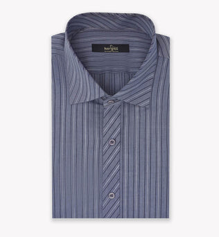 Steel Grey Shirt with White and Blue Lines