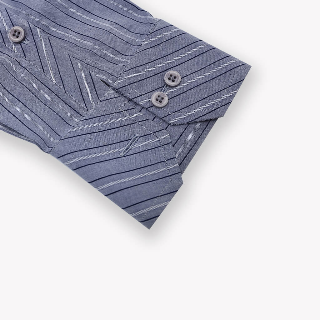 Steel Grey Shirt with White and Blue Lines