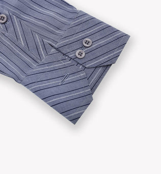 Steel Grey Shirt with White and Blue Lines