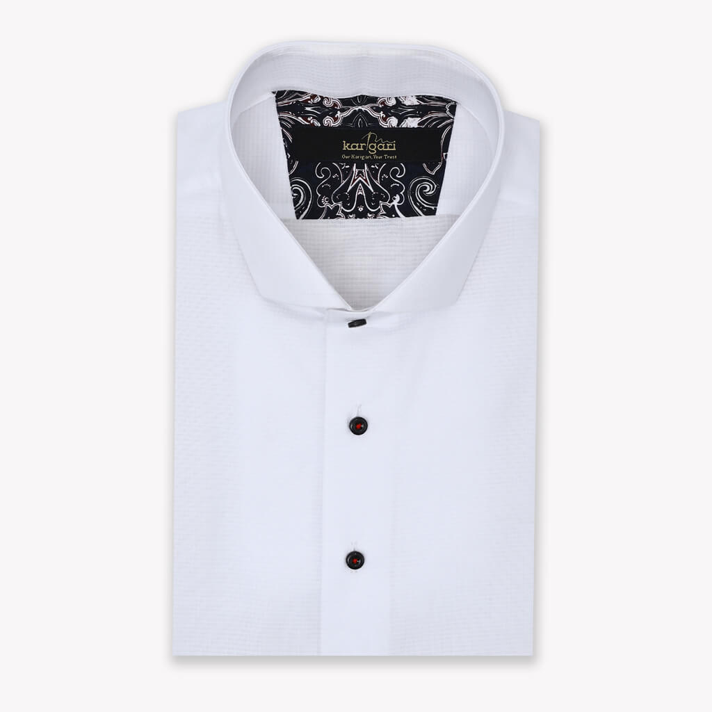Small White Check Print Shirt