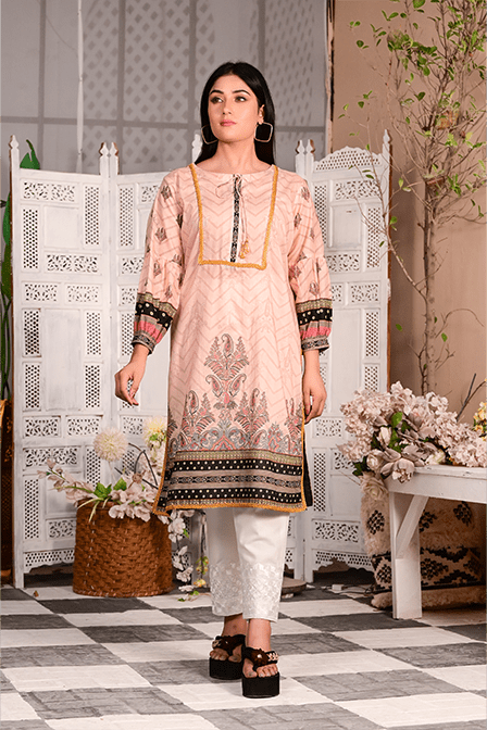 Designer Stitched Kurti With White Pajama - AATISH