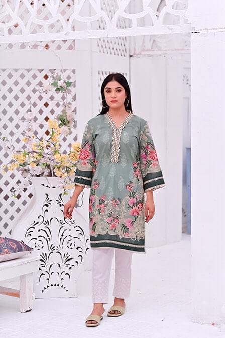 Designer Stitched Kurti With White Trouser - AATISH