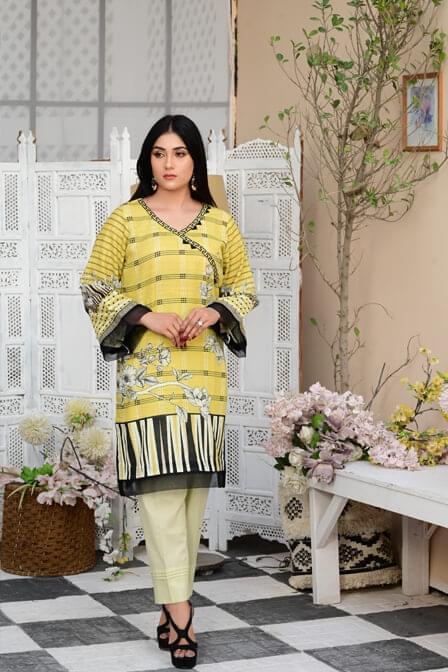 Lemon 2 Piece Stitched Lawn Suit - AATISH