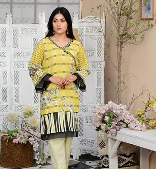 Lemon 2 Piece Stitched Lawn Suit - AATISH