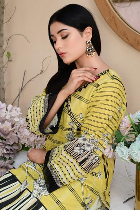 Lemon 2 Piece Stitched Lawn Suit - AATISH