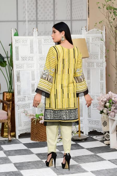 Lemon 2 Piece Stitched Lawn Suit - AATISH