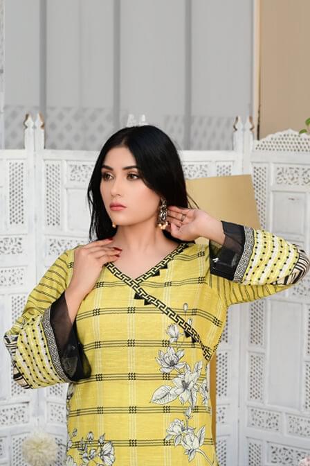 Lemon 2 Piece Stitched Lawn Suit - AATISH