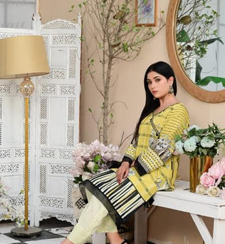 Lemon 2 Piece Stitched Lawn Suit - AATISH