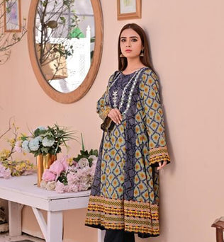 2 Piece Stitched Printed Lawn Suit - SURKHAAB