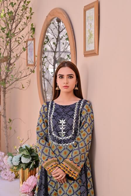 2 Piece Stitched Printed Lawn Suit - SURKHAAB