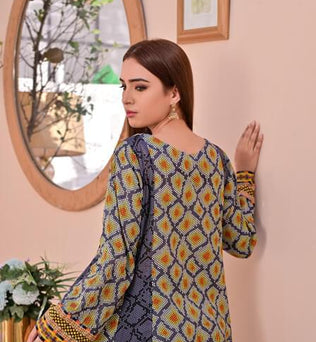 2 Piece Stitched Printed Lawn Suit - SURKHAAB