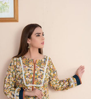 Printed Lawn Shirt With Matching Trouser - AAHANG