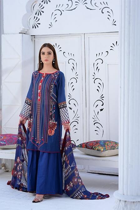 Readymade 3Pcs Embroidered Lawn Dress - AATISH -