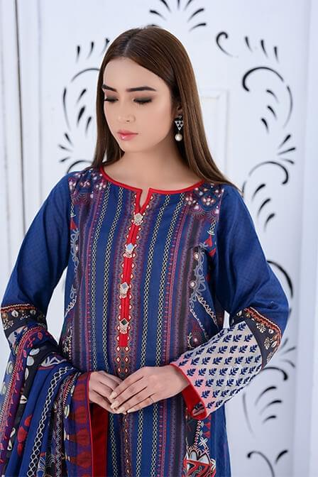 Readymade 3Pcs Embroidered Lawn Dress - AATISH -