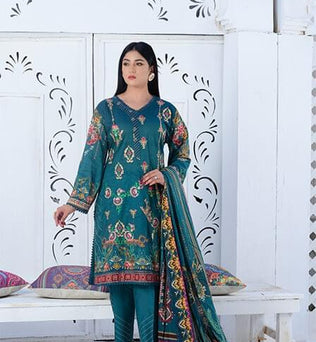 Full Embroidered Lawn Suit With Voile Dupatta - AATISH