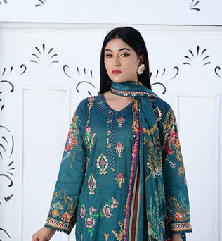 Full Embroidered Lawn Suit With Voile Dupatta - AATISH