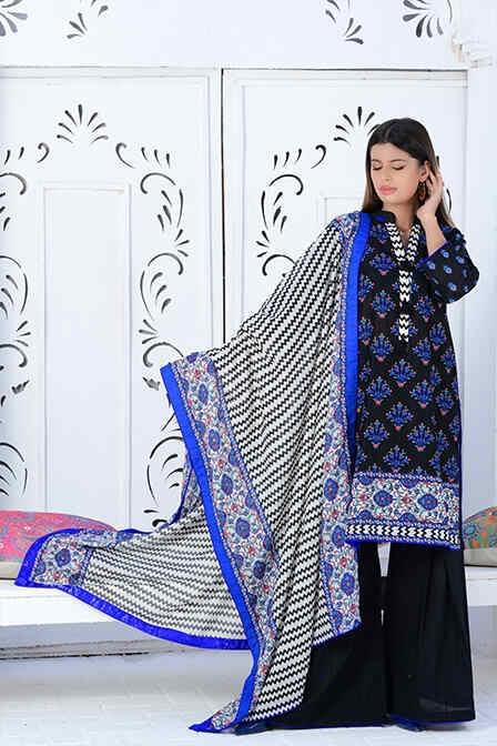 Printed Lawn Shirt With Plain Trouser- AATISH