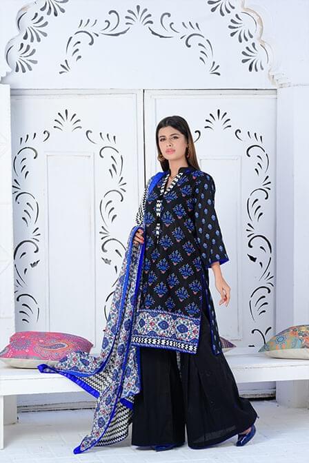 Printed Lawn Shirt With Plain Trouser- AATISH