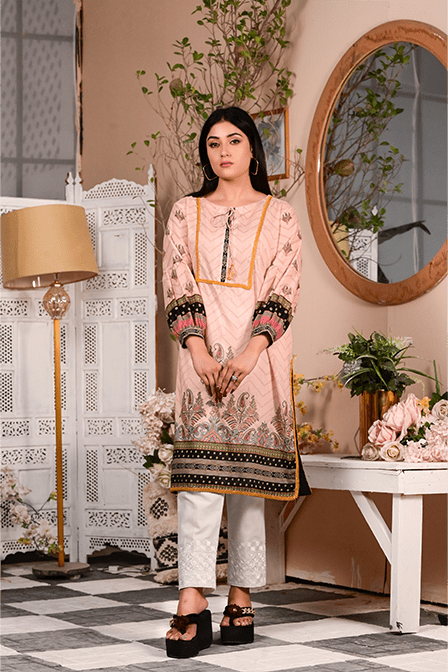 Designer Stitched Kurti With White Pajama - AATISH