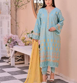 Masuri Lawn Suit With Chiffon Dupatta- SURKHAAB