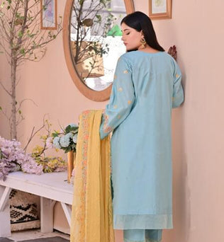 Masuri Lawn Suit With Chiffon Dupatta- SURKHAAB