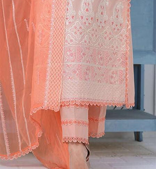 Angarkha Style lawn suit with embroidered dupatta - SURKHAAB